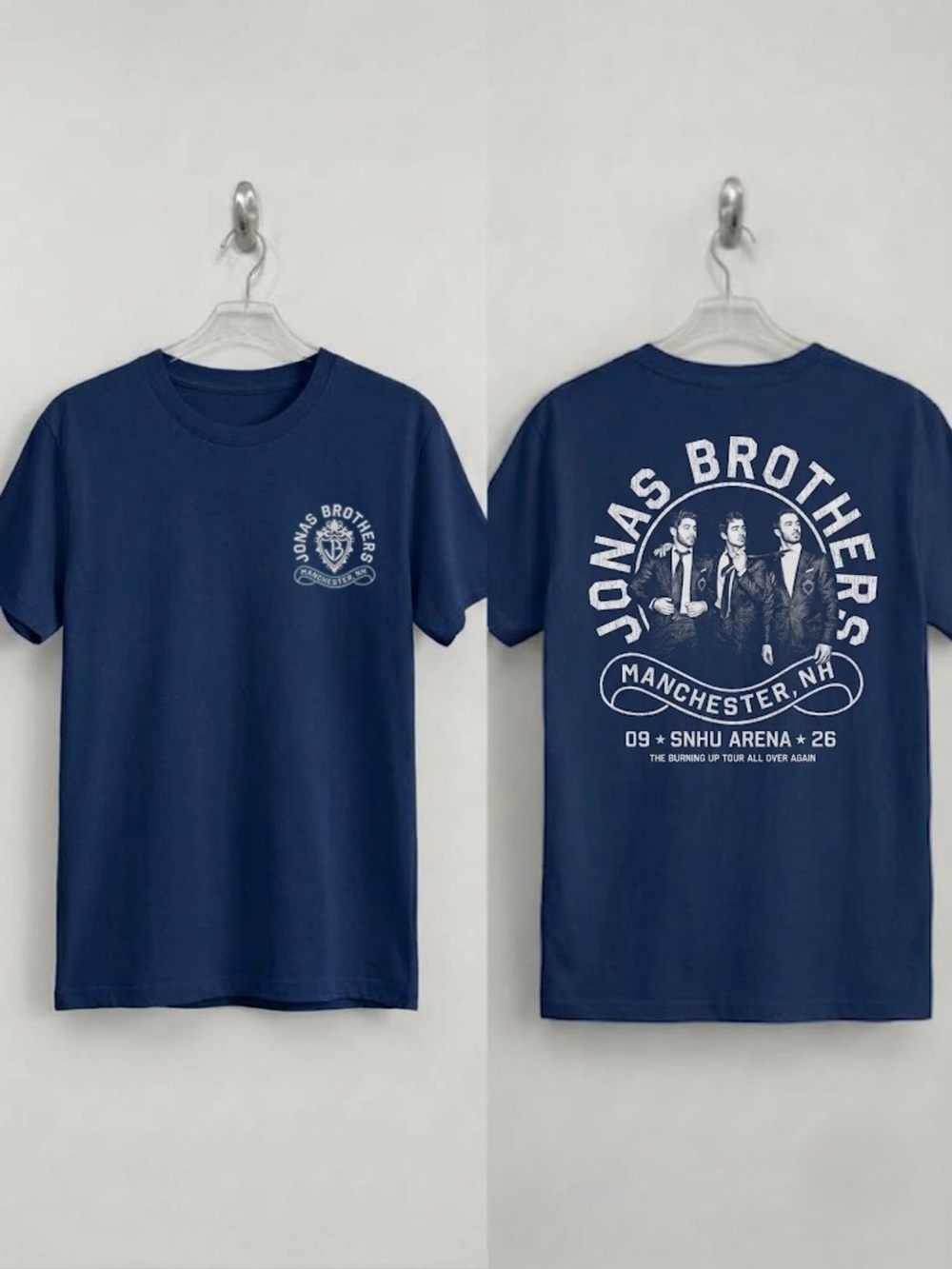 Jonas Brothers Burning Up All Over Again Manchester 2026 Tee Navy
